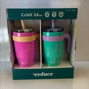 Reduce Cold1 24 oz Insulated Tumblers - Pink and Teal